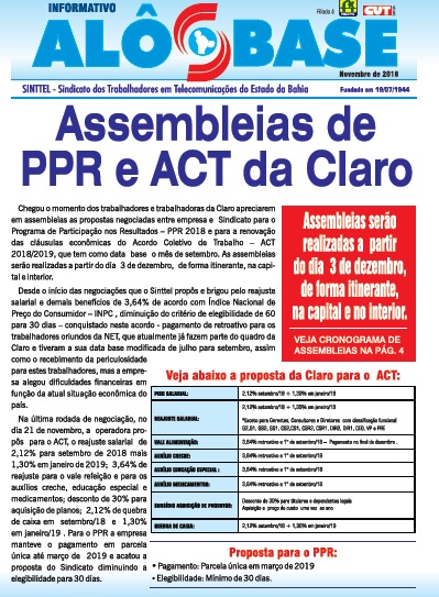 Sinttel convoca trabalhadores da Claro para assembleias de ACT e PPR