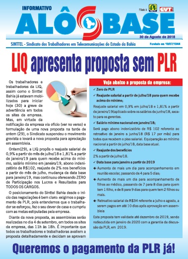 LIQ apresenta proposta sem PLR