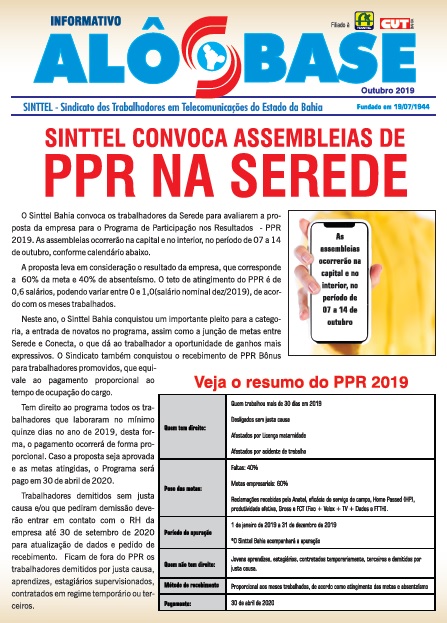 Sinttel convoca assembleias de PPR na Serede