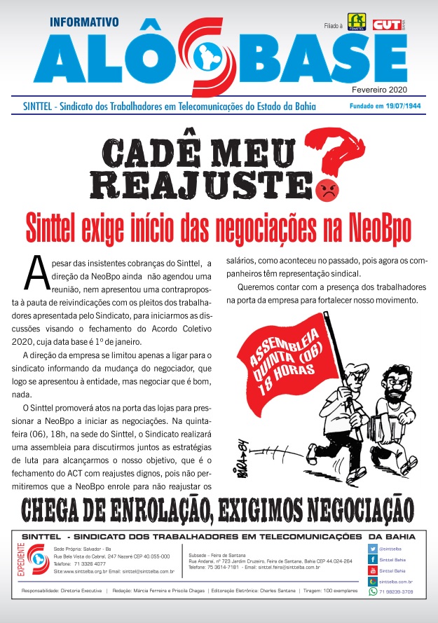 Cadê meu reajuste? Sinttel exige início das negociações na NeoBpo