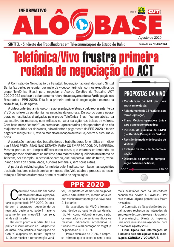 Telefônica/Vivo frustra primeira rodada de negociação do ACT