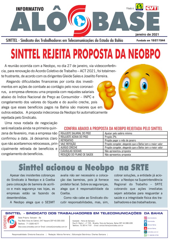 Sinttel rejeita proposta da Neobpo