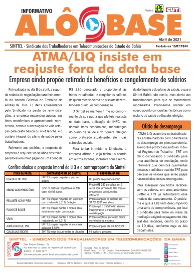 ATMA/ LIQ insiste em reajuste fora da data base