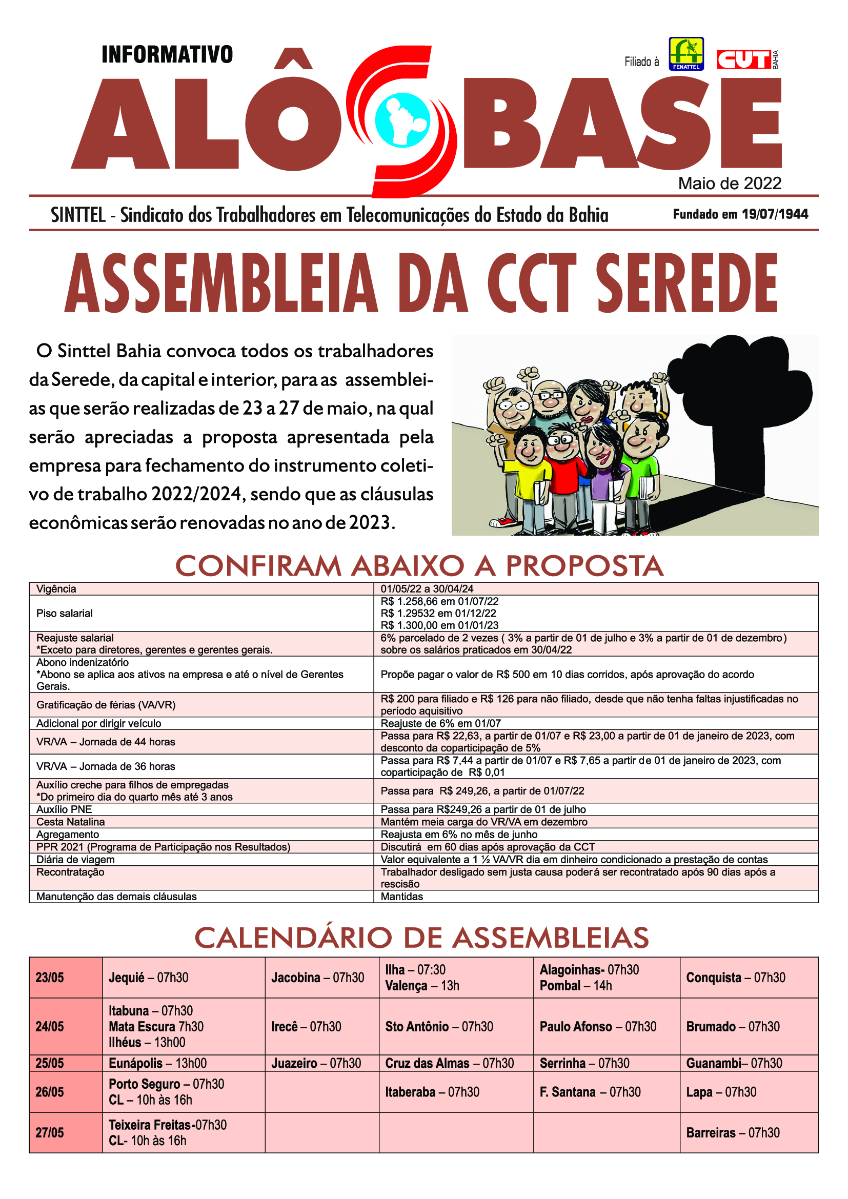 SINTTEL CONVOCA ASSEMBLÉIA DA CCT