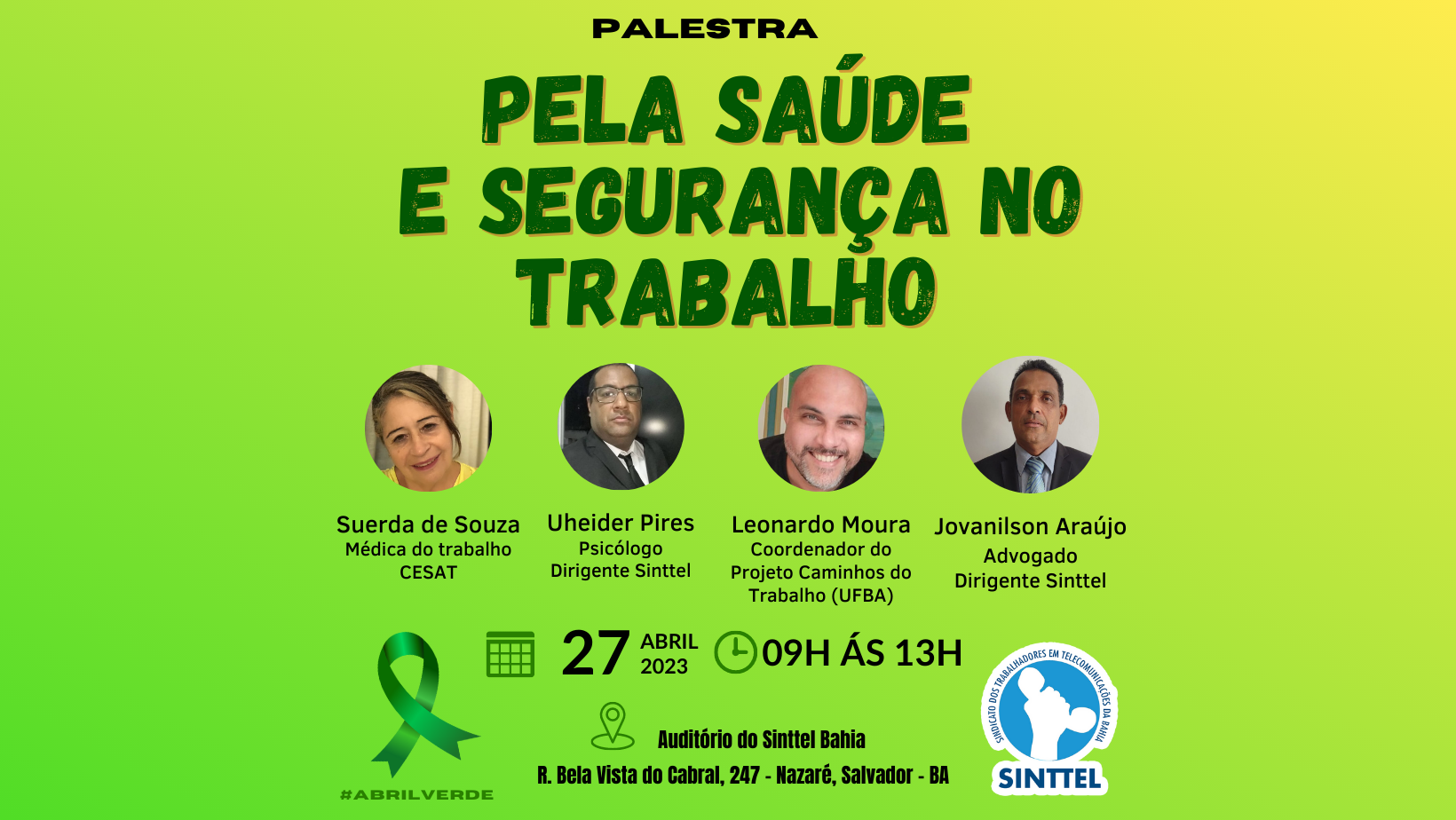 Abril Verde: Sinttel realiza palestra sobre segurança e saúde no trabalho