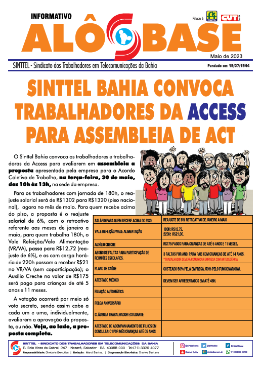 INFORMATIVO - Sinttel Bahia convoca trabalhadores da Access para assembleia de ACT 