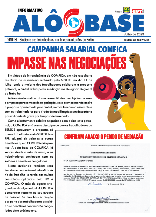 INORMATIVO: CAMPANHA SALARIAL COMFICA  -  IMPASSE NAS NEGOCIAÇÕES