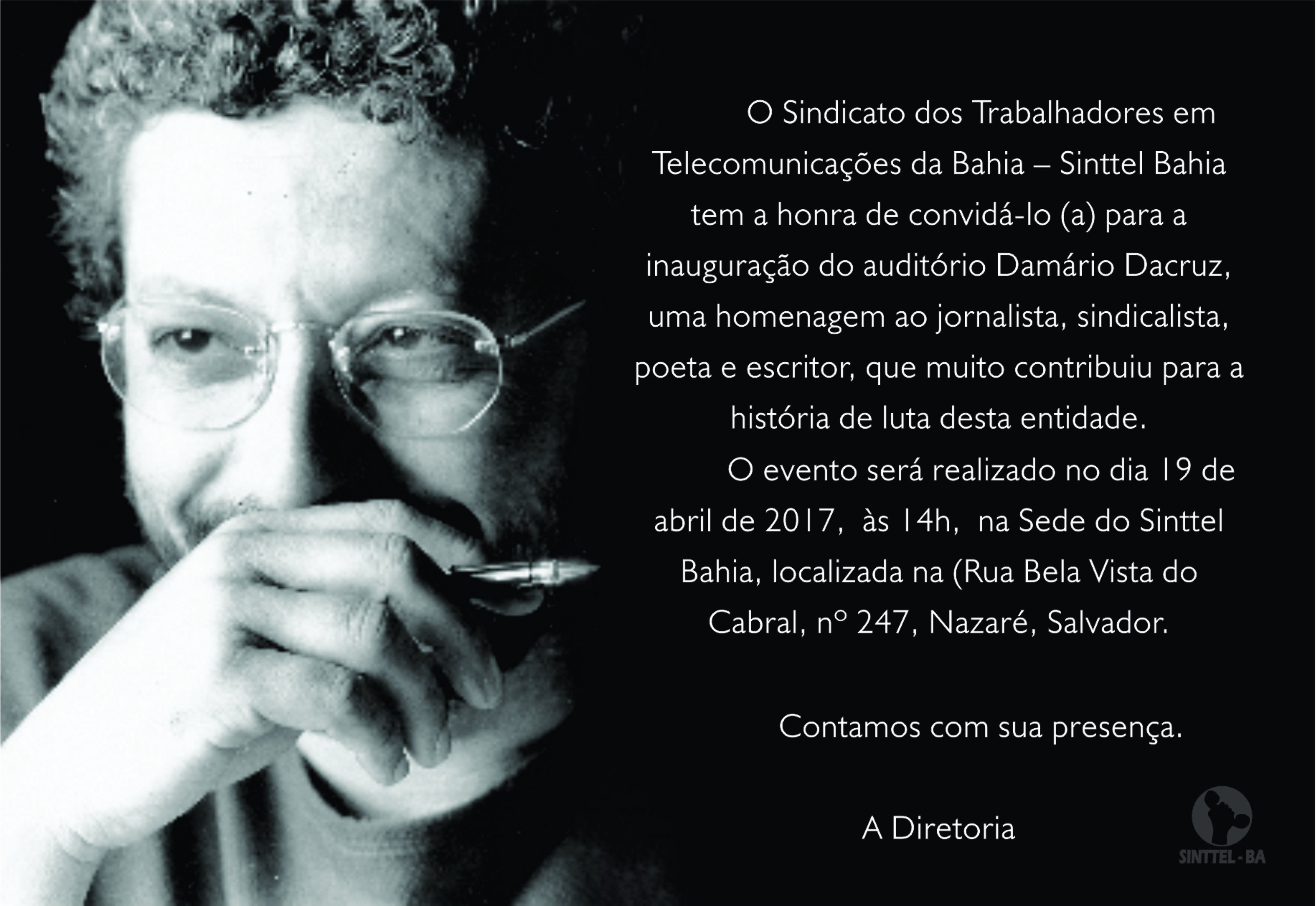 Poeta Damário Dacruz será homenageado pelo Sinttel Bahia 