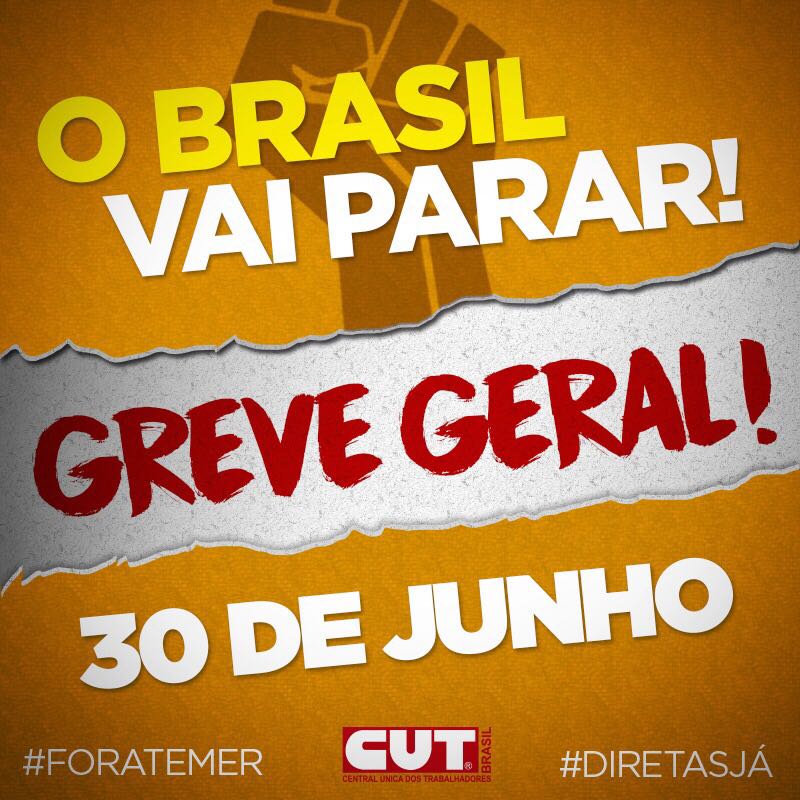 Centrais indicam Greve Geral em 30 de junho