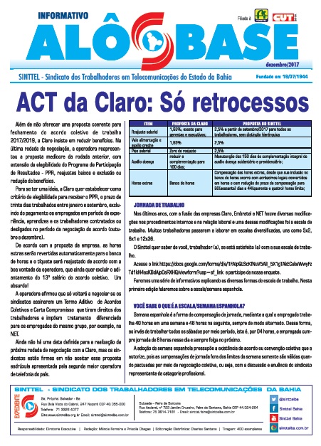 ACT da Claro: Só retrocessos 