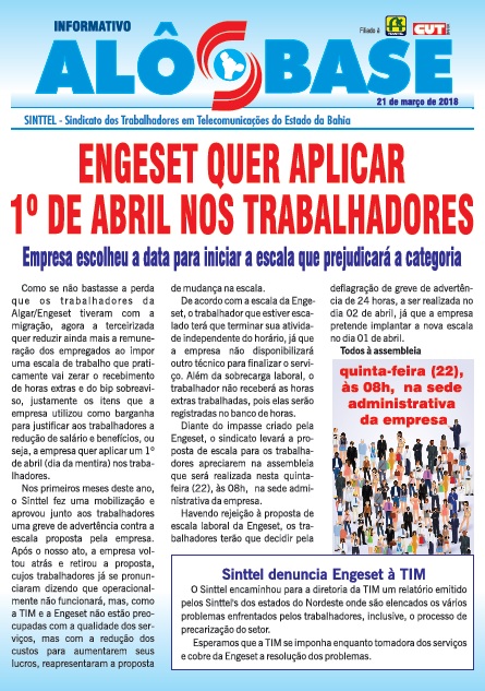 Engeset quer aplicar 1º de abril nos trabalhadores