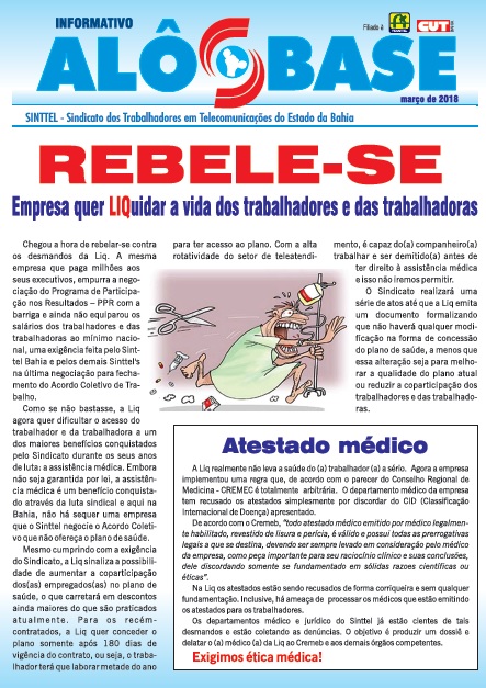 REBELE-SE:  Empresa quer LIQuidar a vida dos trabalhadores e das trabalhadoras