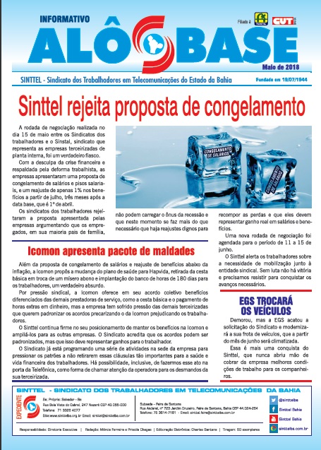 Sinttel rejeita proposta de congelamento