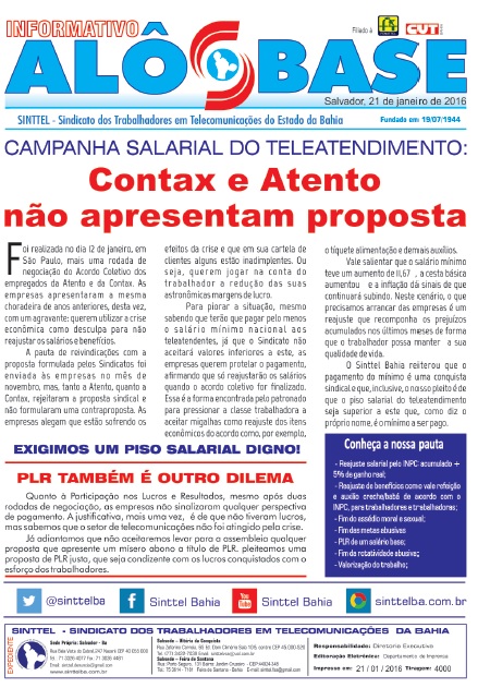 Campanha Nacional de Teleatendimento: Contax e Atento não apresentam proposta